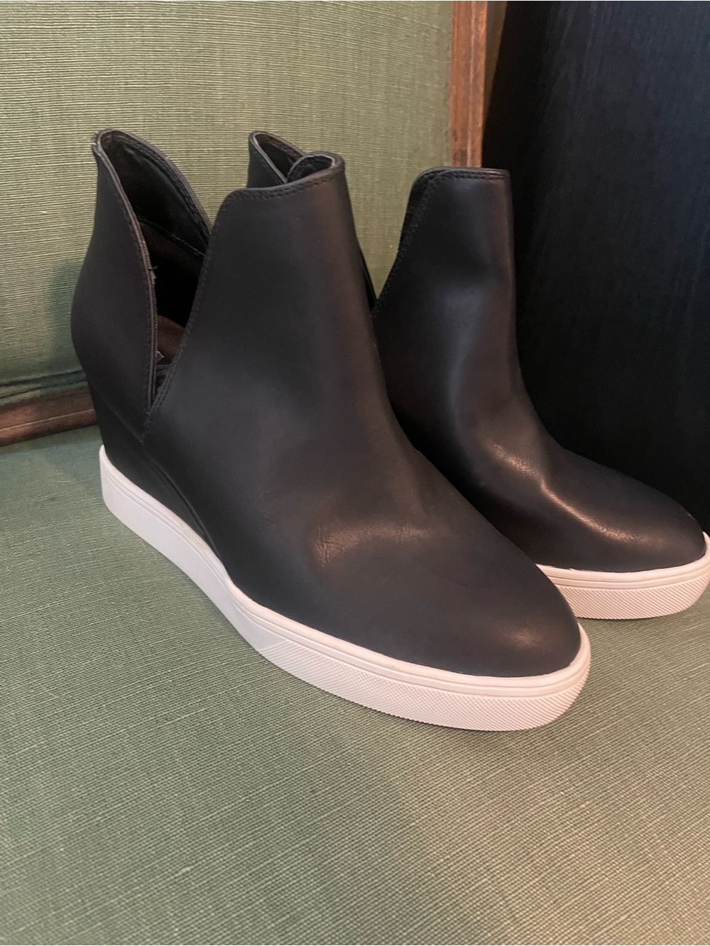 MIA Black Slip-On Wedge Sneaker with White Sole